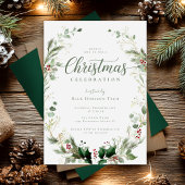 Botanical Watercolor Christmas Party Kaart