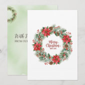 Botanical Watercolor Christmas Wreath Card Feestdagenkaart (Voorkant / Achterkant)
