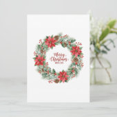 Botanical Watercolor Christmas Wreath Card Feestdagenkaart (Staand voorkant)