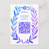 Botanical Watercolor CUSTOM QR Bar Bat Mitzvah Informatiekaartje (Voorkant)