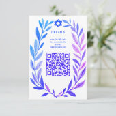 Botanical Watercolor CUSTOM QR Bar Bat Mitzvah Informatiekaartje (Staand voorkant)