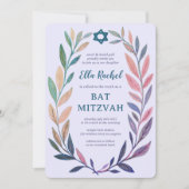 Botanical Watercolor CUSTOM QR Bar Bat Mitzvah Kaart (Voorkant)