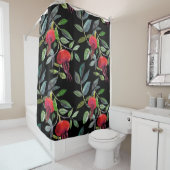 Botanical watercolor drawing dogrose pattern. Brig Douchegordijn (In situ)