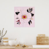 Botanical Watercolor Flower Painting With Foliage Poster (Keuken)