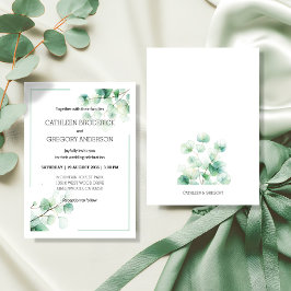 Botanical Watercolor Greenery Eucalyptus Wedding Kaart