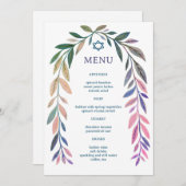 Botanical Watercolor Jewish Event Bar Bat Mitzvah Menu (Voorkant / Achterkant)