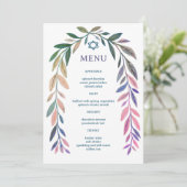Botanical Watercolor Jewish Event Bar Bat Mitzvah Menu (Staand voorkant)