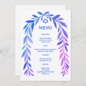 Botanical Watercolor Jewish Event Bar Bat Mitzvah Menu (Voorkant / Achterkant)