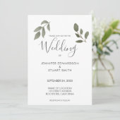 Botanical watercolor leaves wedding invitation save the date (Staand voorkant)