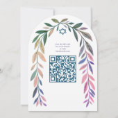 Botanical Watercolor QR Code Bar Bat Mitzvah Arch Kaart (Achterkant)