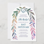 Botanical Watercolor QR Code Bar Bat Mitzvah Arch Kaart (Voorkant)