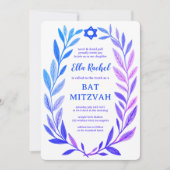 Botanical Watercolor Star of David Bar Bat Mitzvah Kaart (Voorkant)