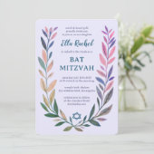 Botanical Watercolor Star of David Bar Bat Mitzvah Kaart (Staand voorkant)