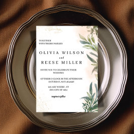 Botanical Watercolor Wedding Invitation  Kaart