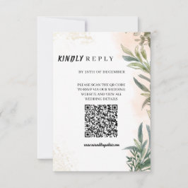 Botanical Watercolor Wedding RSVP Card  Kaartje
