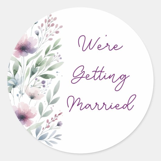 Botanical We gaan trouwen Ronde Sticker (Voorkant)