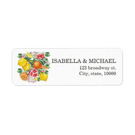 Botanical Wedding Address Citrus Waterverf Etiket