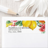 Botanical Wedding Address Citrus Waterverf Etiket (Insitu)