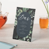 Botanical Wedding Bar Signature Drink Sign Reclamebord Met Voetstuk (Insitu)