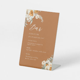 Botanical Wedding Bar Signature Drink Sign Reclamebord Met Voetstuk