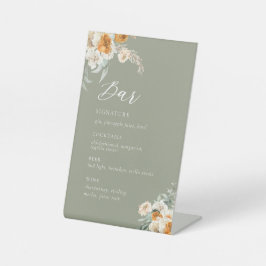 Botanical Wedding Bar Signature Drink Sign Reclamebord Met Voetstuk