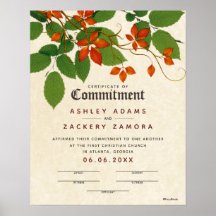 Botanical Wedding Certificate (certificaat van ver Poster