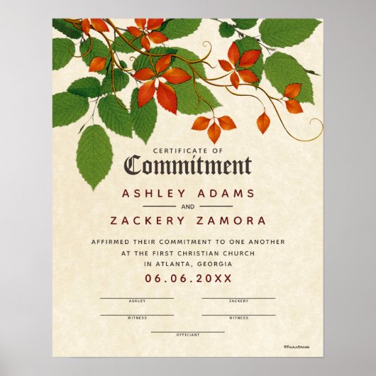 Botanical Wedding Certificate (certificaat van ver Poster (Voorkant)