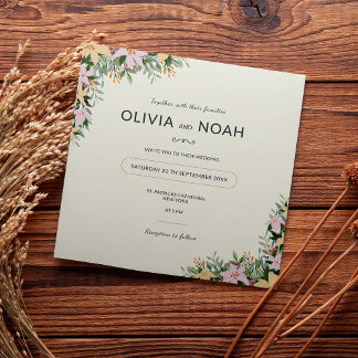 Botanical wedding invitation - boho and rustic kaart