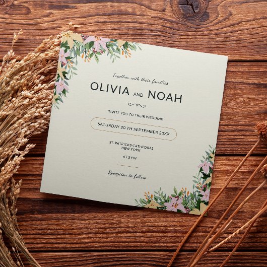 Botanical wedding invitation - boho and rustic kaart