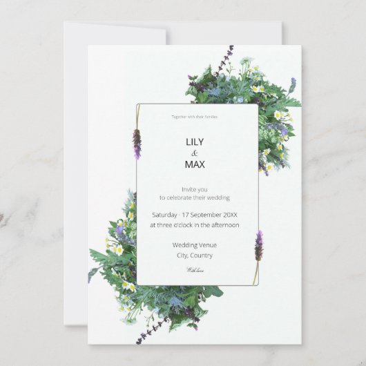 Botanical Wedding Invitation | Elegant Wildflower  Kaart (Voorkant)