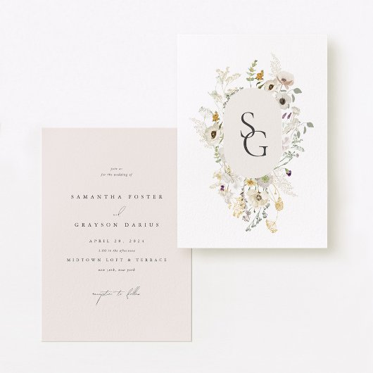 Botanical Wedding Invitation Kaart