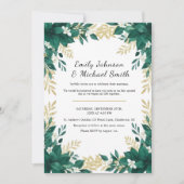 Botanical Wedding Invitation with Green Leaves Kaart (Voorkant)