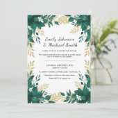 Botanical Wedding Invitation with Green Leaves Kaart (Staand voorkant)
