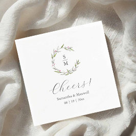 Botanical Wedding Monogram Napkins Servet