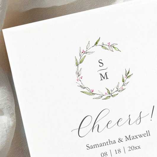 Botanical Wedding Monogram Napkins Servet