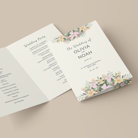 Botanical wedding program - boho folded card kaart