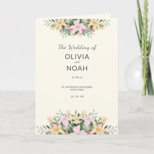 Botanical wedding program - boho folded card kaart (Voorkant)