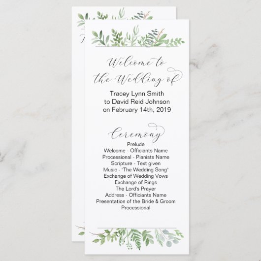 Botanical Wedding Program Programmakaart (Voorkant / Achterkant)