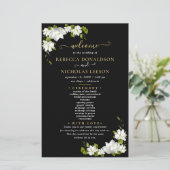 Botanical Wedding Programme van Elegant Black Flow (Staand voorkant)