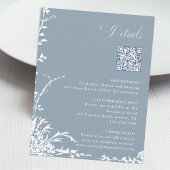 Botanical Wedding QR Code Details Dusty Blue  Informatiekaartje