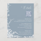 Botanical Wedding QR Code Details Dusty Blue  Informatiekaartje (Voorkant)