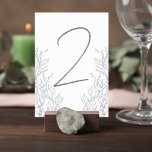 Botanical Wedding Reception Table Number Card Kaart<br><div class="desc">Add a graceful and cohesive detail to your reception tables with this elegant minimalist botanical wedding table number card. Featuring delicate leaf line art and a modern handwritten-style number, this design blends natural beauty with timeless sophistication. The flowing botanical illustrations frame the table number beautifully, creating a soft and romantic...</div>
