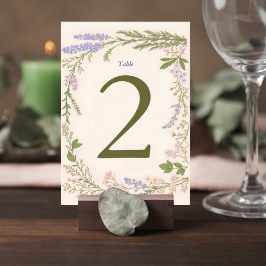Botanical Wedding Table Number Card Kaart