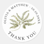 Botanical Wedding Thank You | Minimalist Fern Ronde Sticker (Voorkant)
