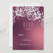 Botanical white burgundy floral gradient RSVP Kaart (Voorkant)