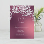 Botanical white burgundy floral gradient RSVP Kaart (Staand voorkant)