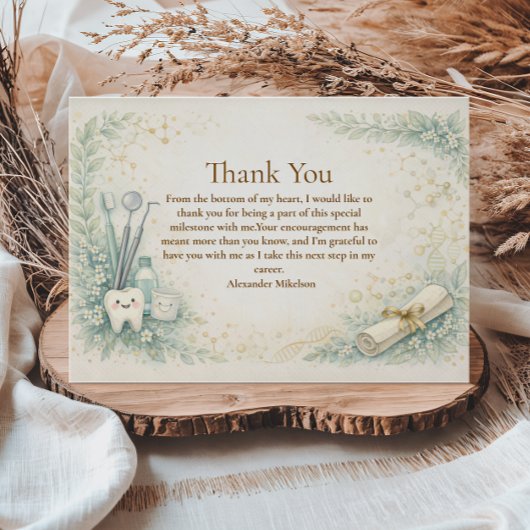 Botanical White Coat Dentist Graduation Bedankkaart