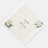Botanical White Floral Green Leaves Personalized Servet (Hoek)