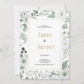 Botanical white mint berries floral Wedding Kaart (Voorkant)