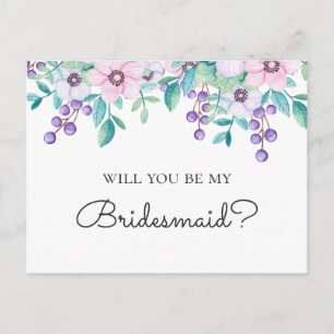 Botanical Wil je mijn bruidsmeisje zijn? Bloementu Briefkaart